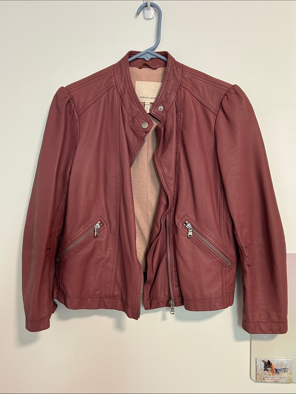 Rebecca Taylor Women's Leather Jacket in Deep Rose size 4